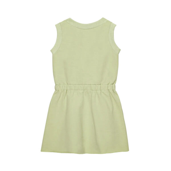 Little Hedonist light green sleeveless dress in organic cotton terry cloth. For the little girls who like to look fancy, but stay comfy