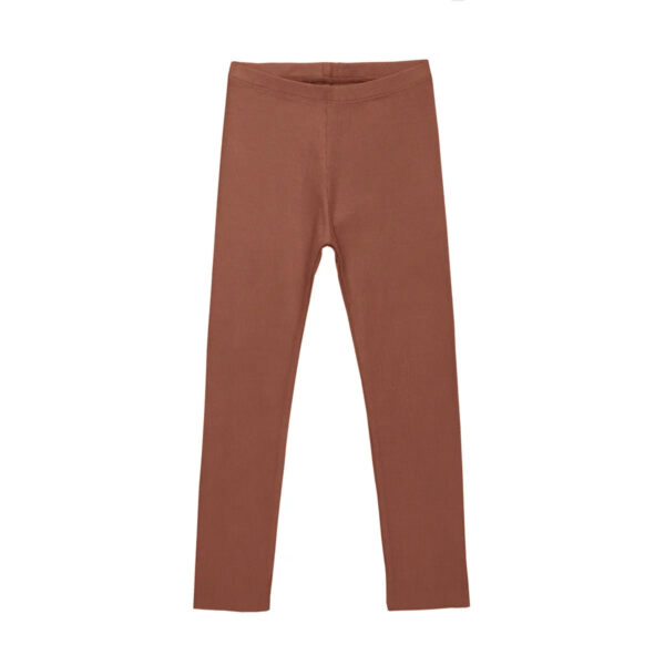 Little Hedonist organic skinny legging made of our softest rib, in rust color