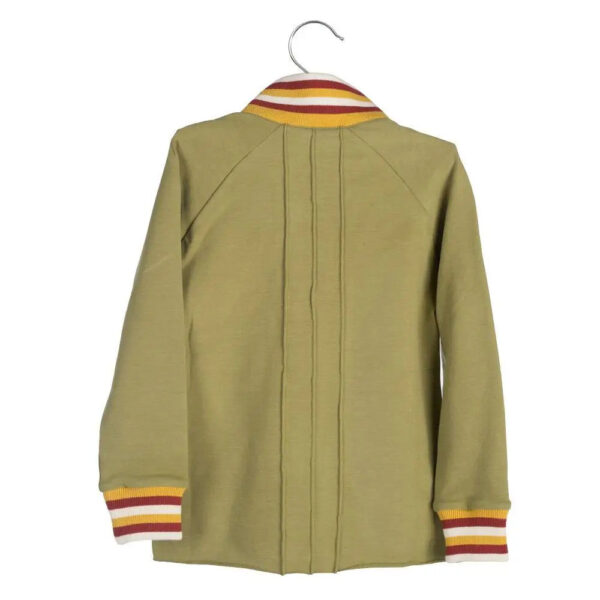 Organic cotton track jacket with raglan sleeves in Olive Drab