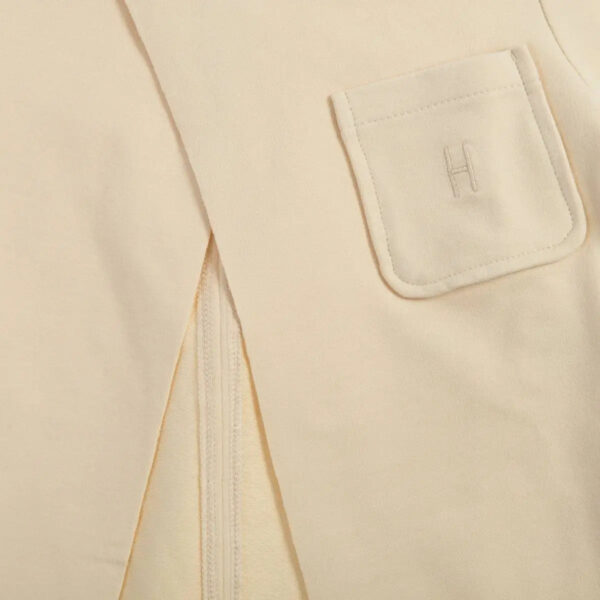 Little Hedonist off-season organic jacket with chic push-button wrap closure in Light Beige