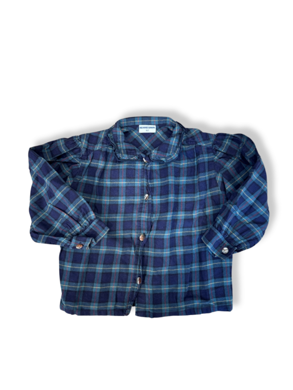 Flanell-Bluse Blau kariert Gr.92 | Hummelsheim