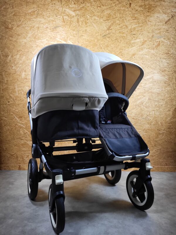 Bugaboo - Donkey Zwillingskinderwagen Geschwisterwagen (2 Sitze / 2 Babywanne) - Weiß in Gutem Zustand / Gut