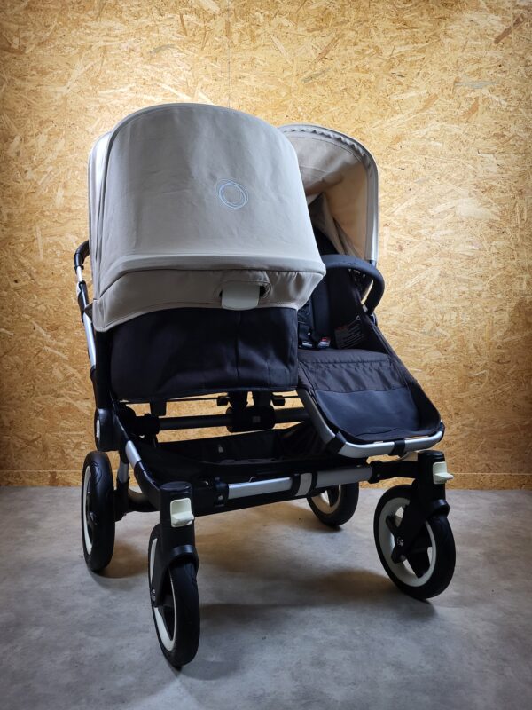 Bugaboo - Donkey Zwillingskinderwagen Geschwisterwagen (2 Sitze / 2 Babywanne) - Weiß in Gutem Zustand / Gut