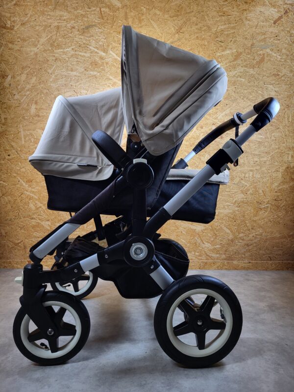 Bugaboo - Donkey Zwillingskinderwagen Geschwisterwagen (2 Sitze / 2 Babywanne) - Weiß in Gutem Zustand / Gut