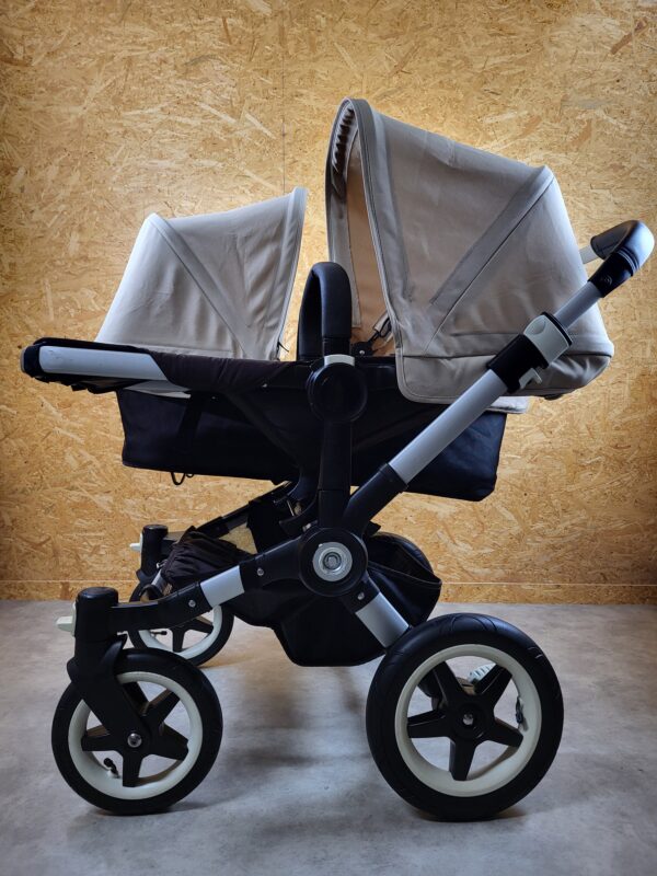 Bugaboo - Donkey Zwillingskinderwagen Geschwisterwagen (2 Sitze / 2 Babywanne) - Weiß in Gutem Zustand / Gut