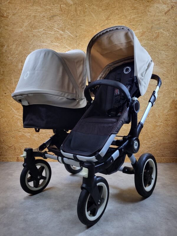 Bugaboo - Donkey Zwillingskinderwagen Geschwisterwagen (2 Sitze / 2 Babywanne) - Weiß in Gutem Zustand / Gut