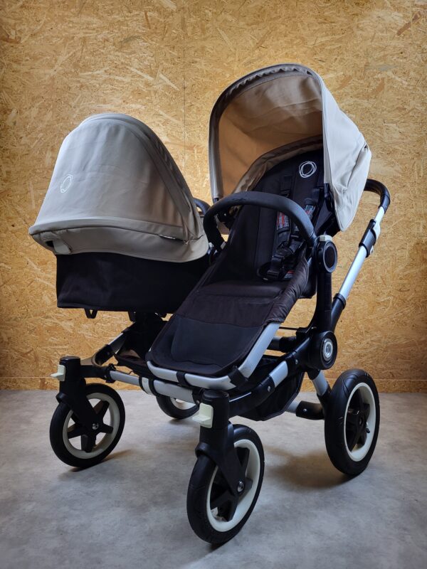 Bugaboo - Donkey Zwillingskinderwagen Geschwisterwagen (2 Sitze / 2 Babywanne) - Weiß in Gutem Zustand / Gut