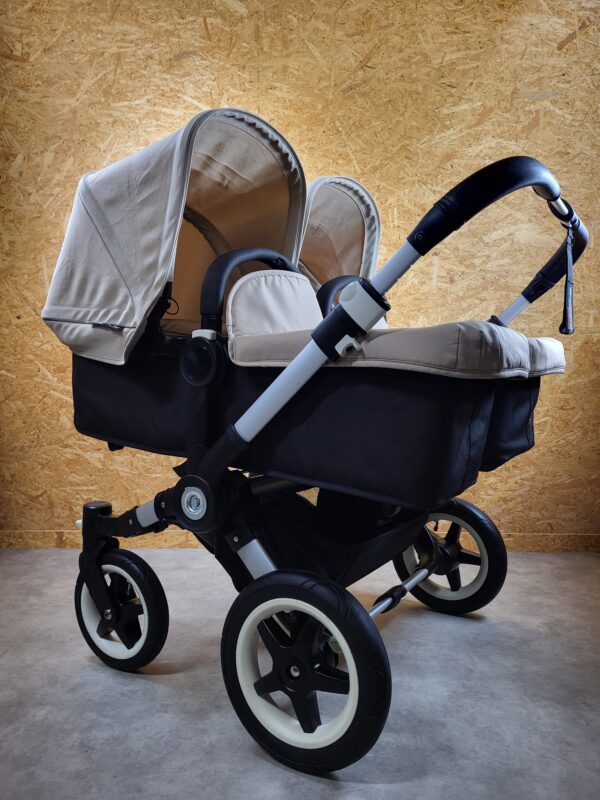 Bugaboo - Donkey Zwillingskinderwagen Geschwisterwagen (2 Sitze / 2 Babywanne) - Weiß in Gutem Zustand / Gut