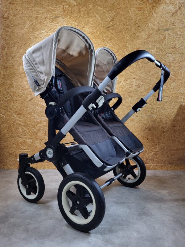 Bugaboo - Donkey Zwillingskinderwagen Geschwisterwagen (2 Sitze / 2 Babywanne) - Weiß in Gutem Zustand / Gut