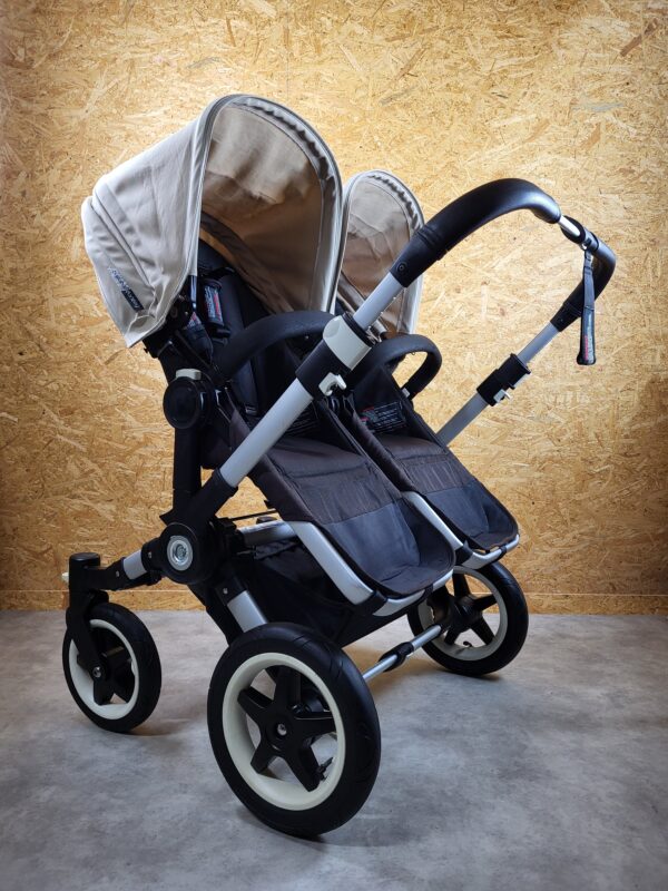 Bugaboo - Donkey Zwillingskinderwagen Geschwisterwagen (2 Sitze / 2 Babywanne) - Weiß in Gutem Zustand / Gut