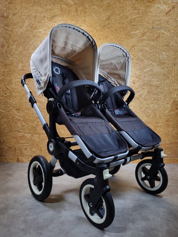 Bugaboo - Donkey Zwillingskinderwagen Geschwisterwagen (2 Sitze / 2 Babywanne) - Weiß in Gutem Zustand / Gut