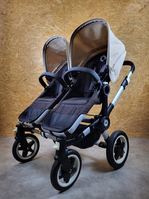 Bugaboo - Donkey Zwillingskinderwagen Geschwisterwagen (2 Sitze / 2 Babywanne) - Weiß in Gutem Zustand / Gut