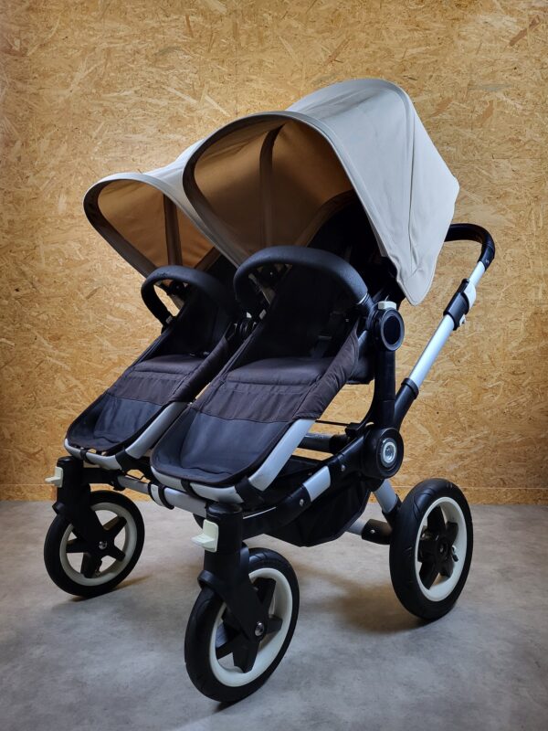 Bugaboo - Donkey Zwillingskinderwagen Geschwisterwagen (2 Sitze / 2 Babywanne) - Weiß in Gutem Zustand / Gut