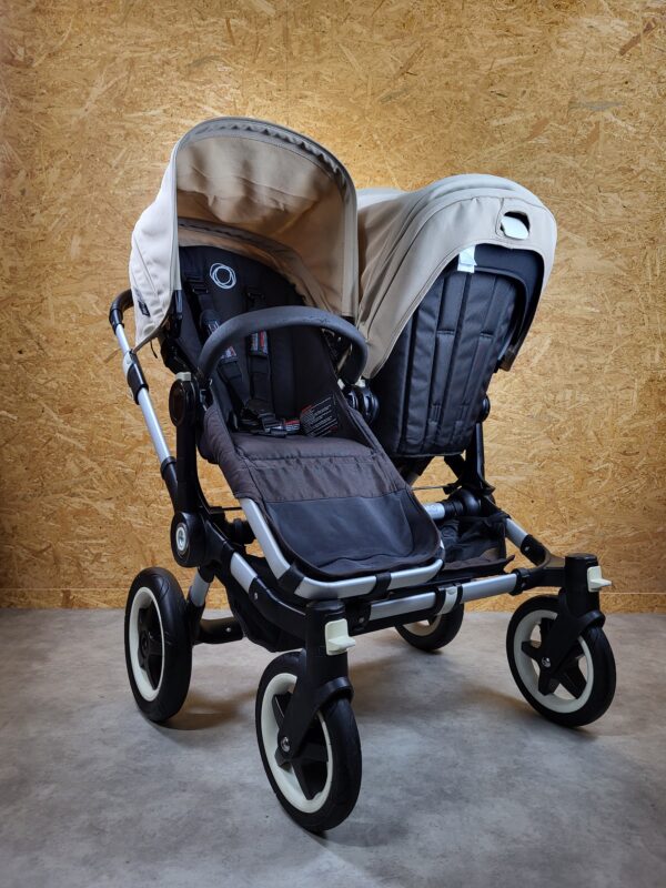 Bugaboo - Donkey Zwillingskinderwagen Geschwisterwagen (2 Sitze / 2 Babywanne) - Weiß in Gutem Zustand / Gut